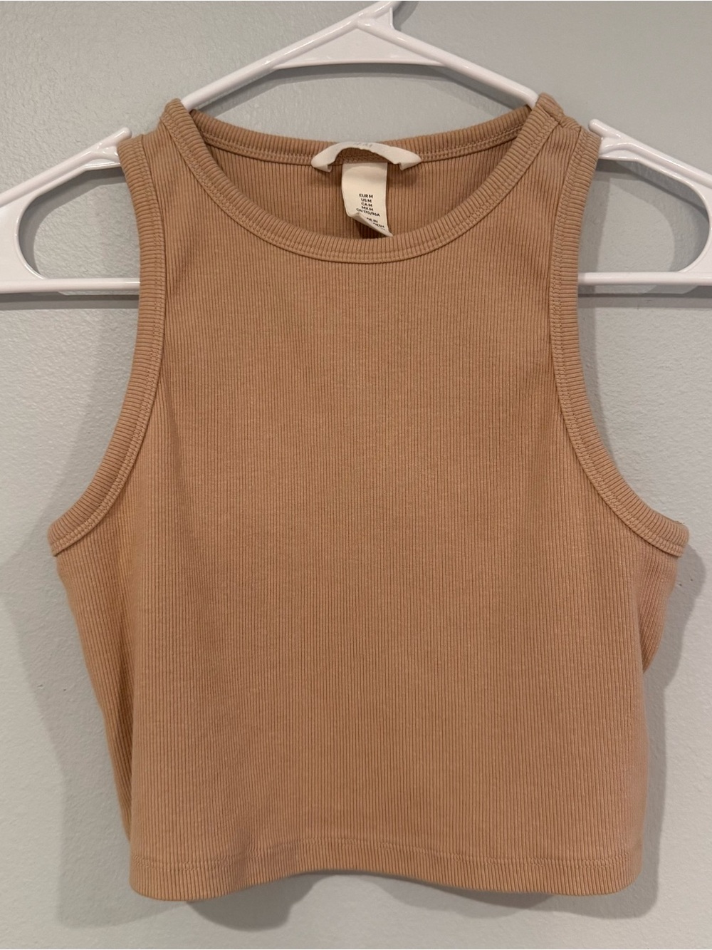 H&M Ribbed Tank Crop Top - Beige Tan